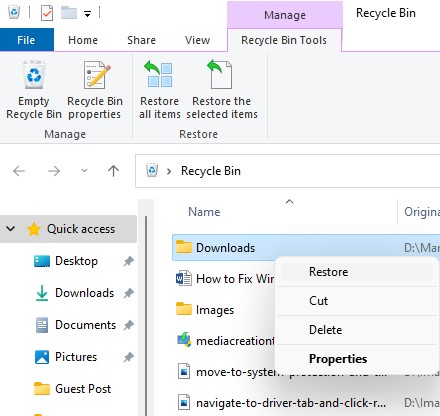 Restore Deleted Downloads Folder and Data in Windows 11 - ScreenPush